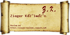 Zieger Kálmán névjegykártya